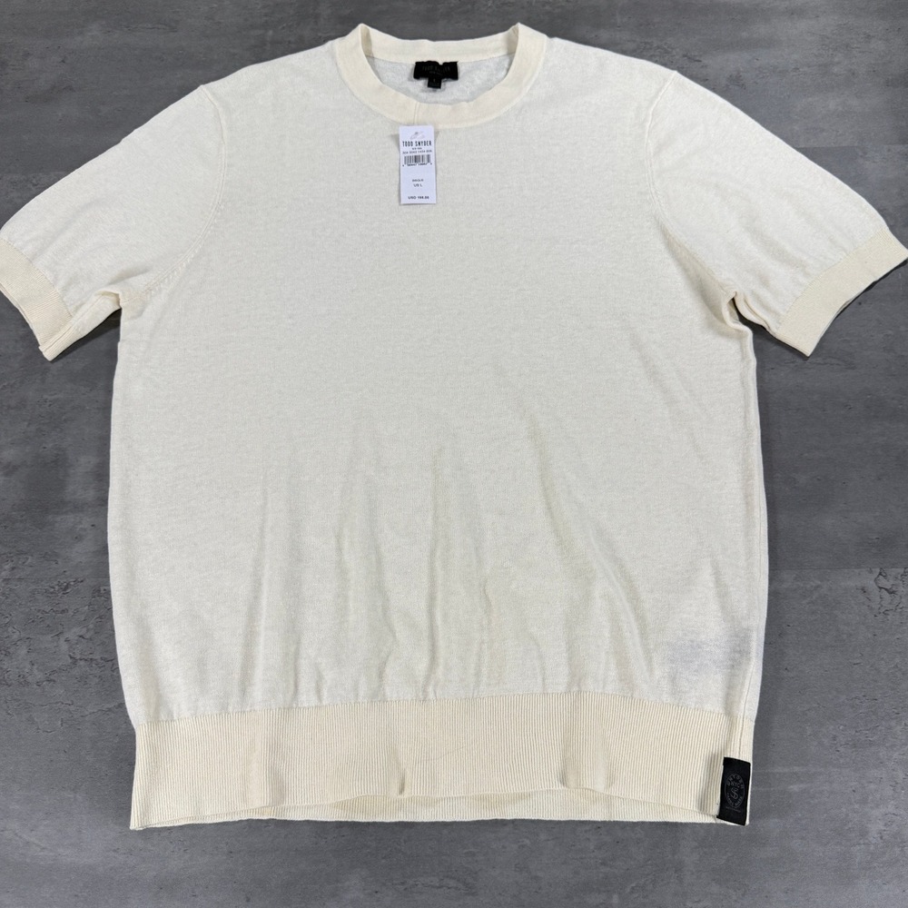 Todd Snyder Linen Havana Sweater Tee Mens L Bisque Cream Short Sleeve Knit $198